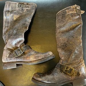 FRYE Women's Veronica Slouch Boot a vintage Brown distressed crackle RARE W6